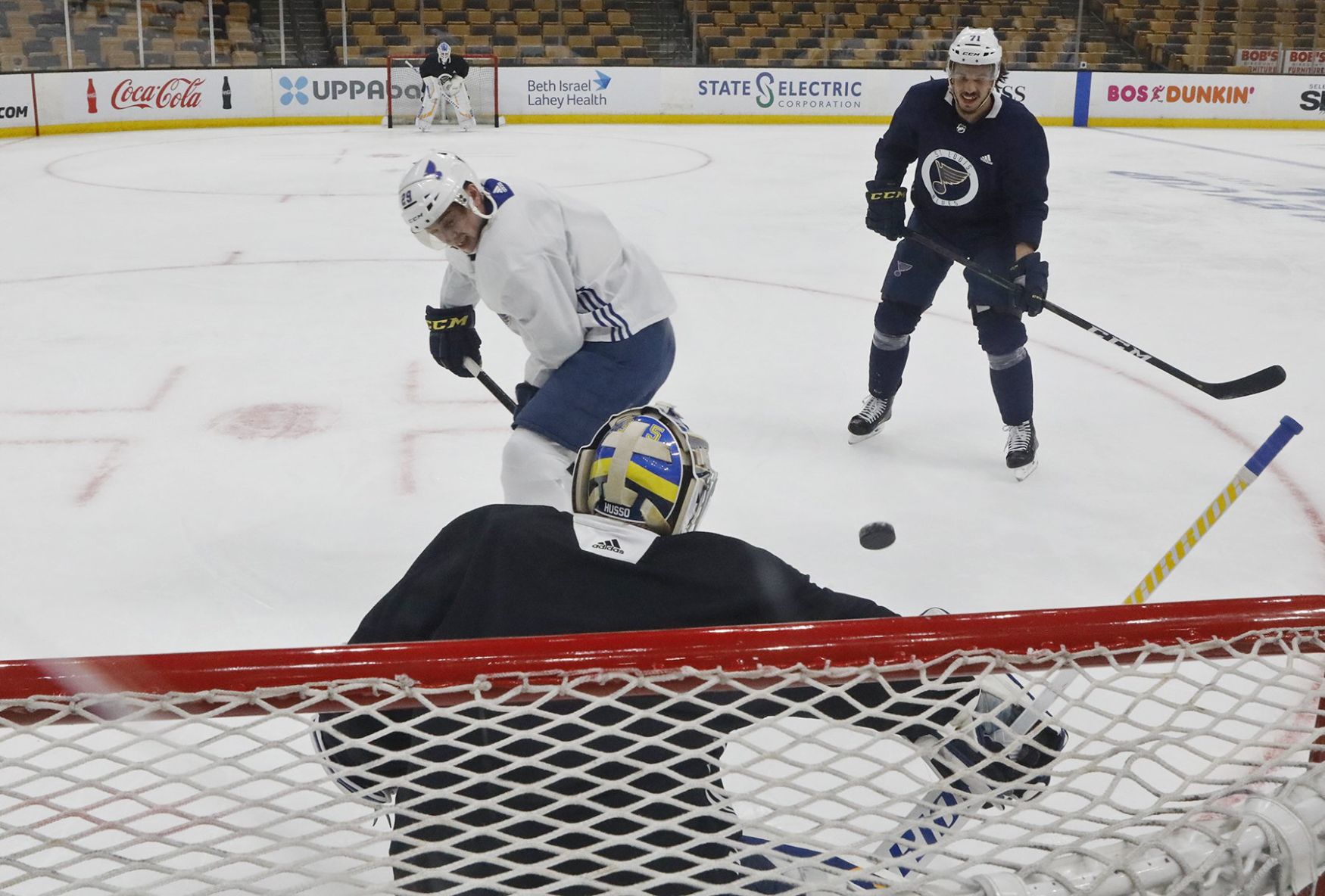 Several Blues players take advantage of optional practice